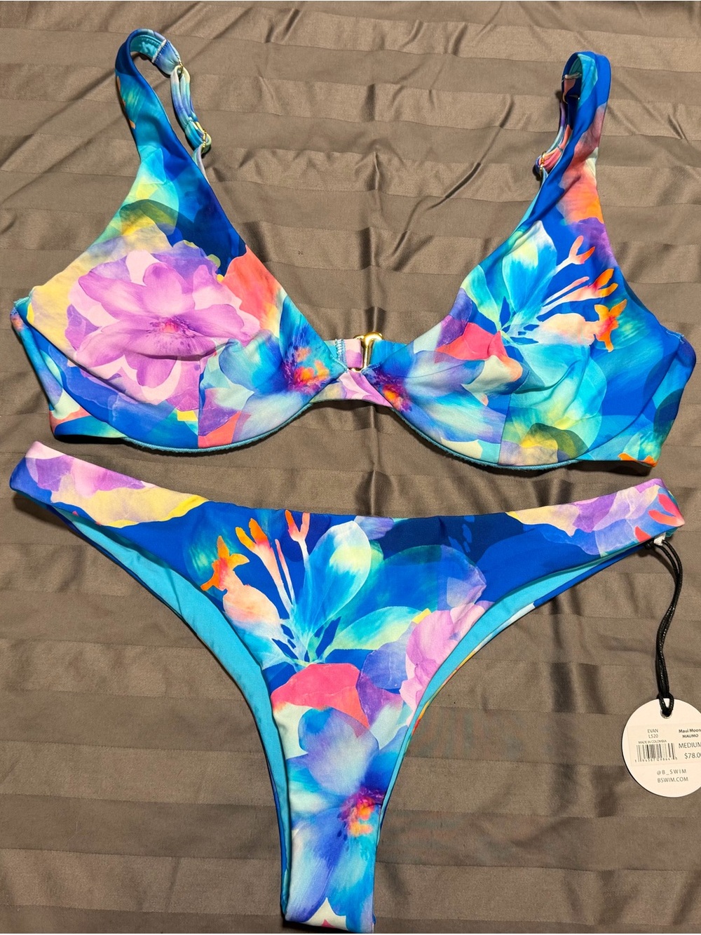 B. Swim Vibrant Blue Floral Underwire Bikini